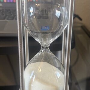 Modern Silver Hourglass with White Sand